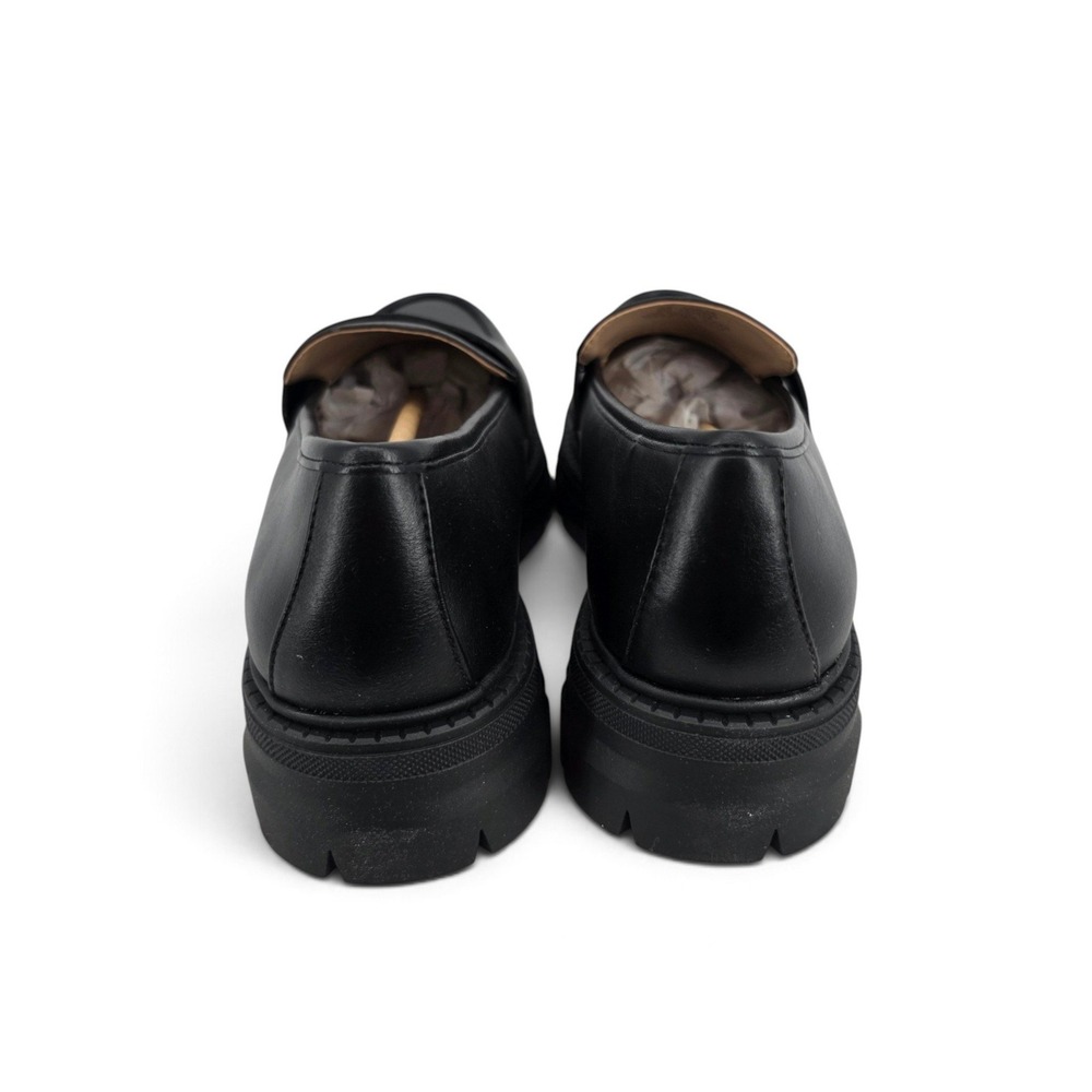 Sun + Stone Lanaa Lug Sole Penny Loafers Black Leather Flats Womens 8 New - Picture 5 of 7